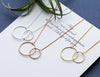 1pc(Thin) Interlocking Double Smaller&Bigger Circle of life Geometric Necklace 100% Real. 925 Sterling Silver Fine Jewelry X1519