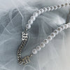 1pc Unisex misbhv Imitation pearls Titanium steel letter hiphop necklace necklaces for women