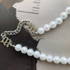 1pc Unisex misbhv Imitation pearls Titanium steel letter hiphop necklace necklaces for women