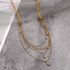 1pc Vintage Gold Necklace For Women Multilayer Chain Crystal Moon Pendant Charm Necklace Ethnic Choker Anniversary Party Jewelry