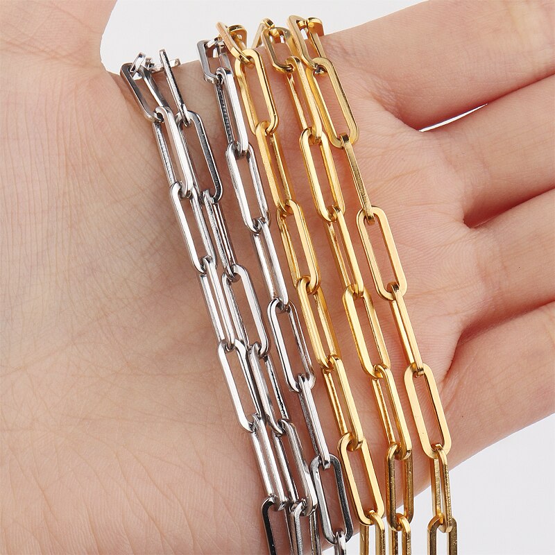 1pc/lot 40-50cm Stainless Steel Flattened Paperclip Craft Chain With L