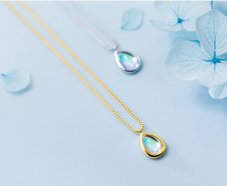 1pcAuthentic 100% REAL. 925 Sterling Silver fINE Jewelry coloured glaze Oval Tears Waterdrop pendant Necklace GTLx1788