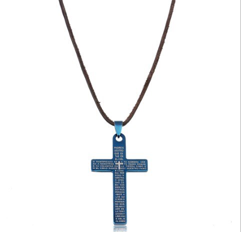 1pcs 28*50mm cross of Life 50cm Wax rope leather cord lobster clasp Necklace Pendant Jewelry Color Pendants for men