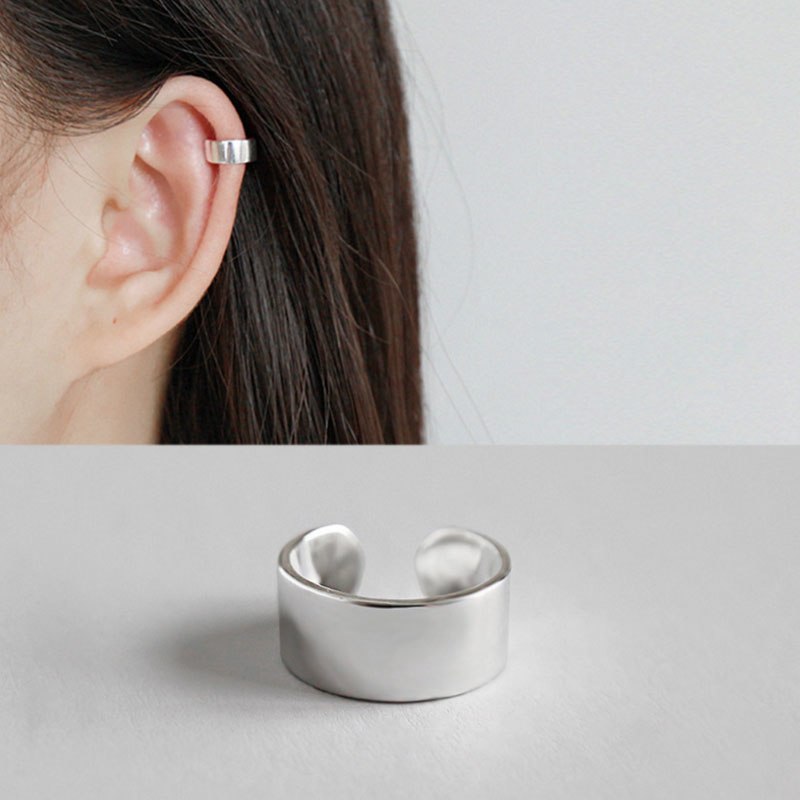 1pcs 925 Silver Clip Earrings Fashion Simple Ear Cuff Clip Earring without Piercing for Women