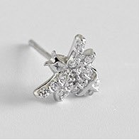 1pcs 925 Sterling Silver Star Moon Heart Bee Cross Zircon Earrings For Women High Quality Fashion Girl Gift