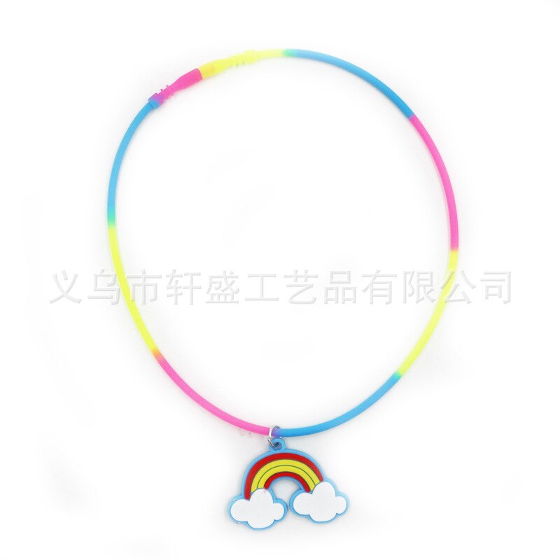 1pcs selling children's jewelry PVC Unicorn baby Rainbow Necklace Silicone Collar Cartoon pendant necklace
