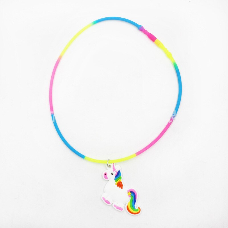 1pcs selling children's jewelry PVC Unicorn baby Rainbow Necklace Silicone Collar Cartoon pendant necklace