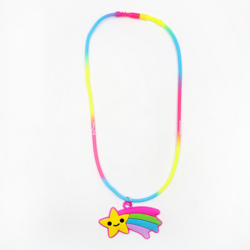 1pcs selling children's jewelry PVC Unicorn baby Rainbow Necklace Silicone Collar Cartoon pendant necklace