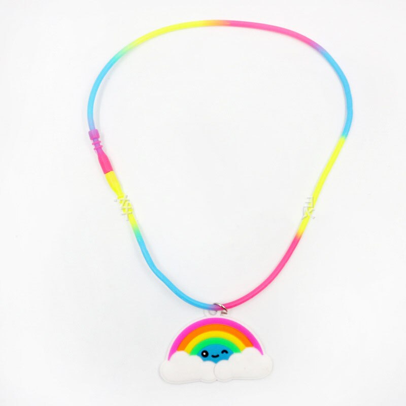 1pcs selling children's jewelry PVC Unicorn baby Rainbow Necklace Silicone Collar Cartoon pendant necklace