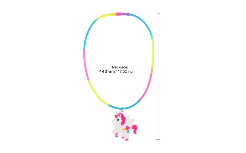 1pcs selling children's jewelry PVC Unicorn baby Rainbow Necklace Silicone Collar Cartoon pendant necklace