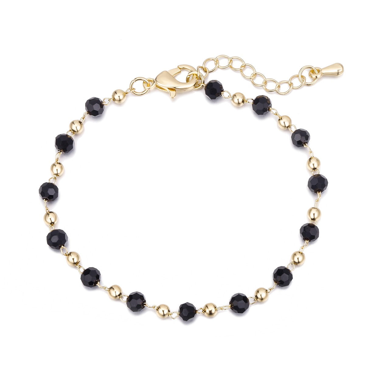 1pcs Black/Red/Pink/Light Green Crystal Beaded Bracelets Stainless Steel Extender Chain Rhinestone Bracelet For Women Jewelry