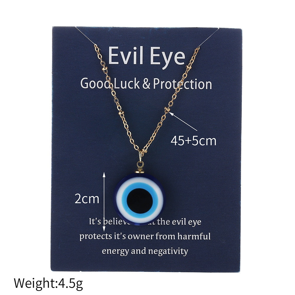 1pcs Blue Evil Eye Necklace Pendants For Women Personality Party Decoration 2021 Trend Jewelry 45cm