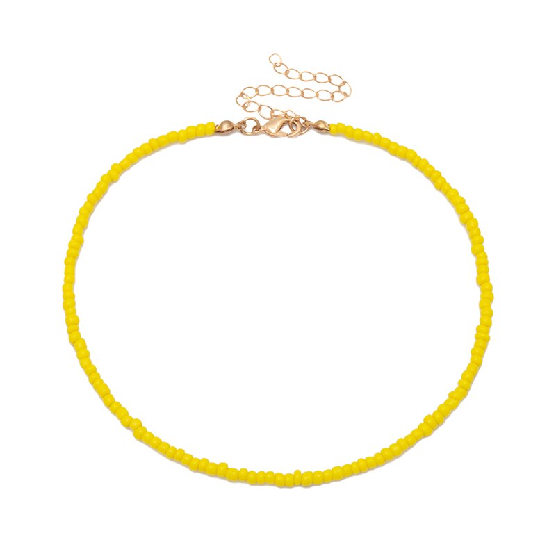 1pcs   Candy Color  Bohemian Handmade Rainbow Beads Choker NecklaceBead Satellite Necklace Women Jewelry Necklaces