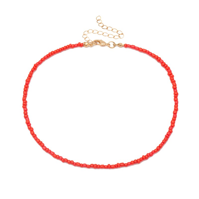 1pcs   Candy Color  Bohemian Handmade Rainbow Beads Choker NecklaceBead Satellite Necklace Women Jewelry Necklaces