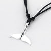 1pcs Tibetan Silver Whale Tail Charm Pendant Necklace With Black Wax Cotton Cord Necklace Adjustable Handmade Jewelry