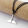 1pcs Tibetan Silver Whale Tail Charm Pendant Necklace With Black Wax Cotton Cord Necklace Adjustable Handmade Jewelry