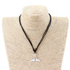 1pcs Tibetan Silver Whale Tail Charm Pendant Necklace With Black Wax Cotton Cord Necklace Adjustable Handmade Jewelry