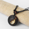 1pcs Faux Yak Bone Resin Yin Ying Yang Taiji / Bagua Charms Pendant Necklace Wax Cotton Cord Tribal Necklace