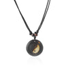 1pcs Faux Yak Bone Resin Yin Ying Yang Taiji / Bagua Charms Pendant Necklace Wax Cotton Cord Tribal Necklace