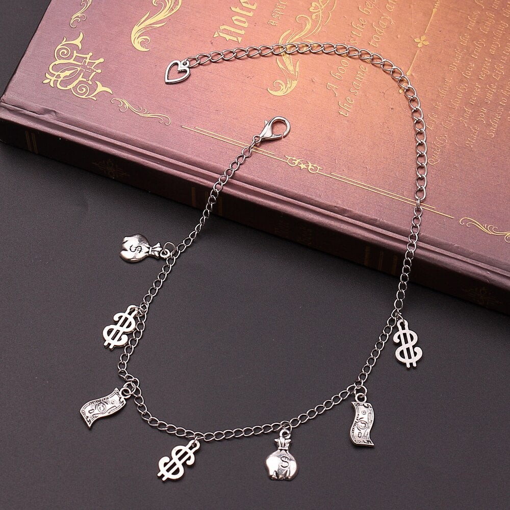 1pcs Hip Hop Dollar Pendant Necklace Punk Dollar Banknote Money Pendant Chain Choker Collar Jewelry For Women Clavicle Necklace