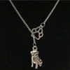 1pcs/Lot Vintage Infinity Symbol Connections Cat/Dog Paw&amp;Bull Dog Pug Dog Charms Pendant Necklace 20