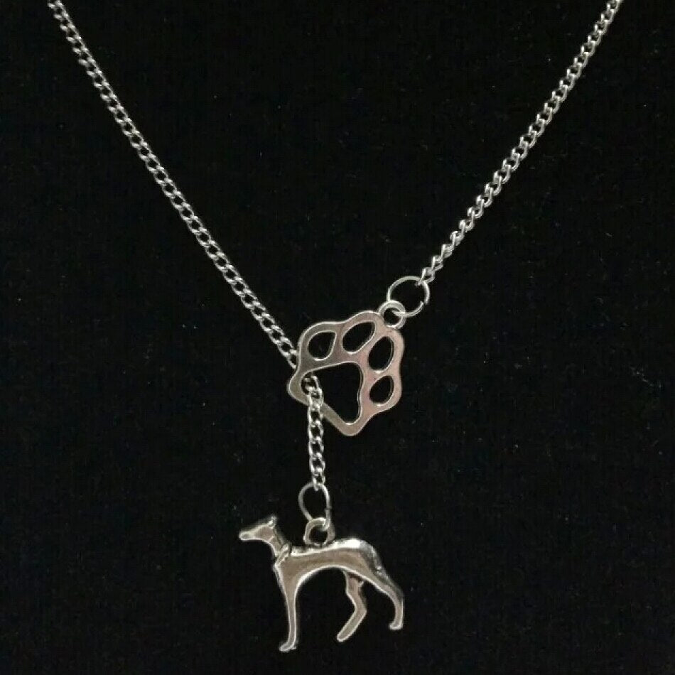 1pcs/Lot Vintage Infinity Symbol Connections Greyhound Dog &amp;cat/dog paw Charms Pendant Necklace 19