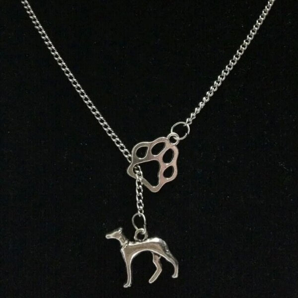 1pcs/Lot Vintage Infinity Symbol Connections Greyhound Dog &amp;cat/dog paw Charms Pendant Necklace 19