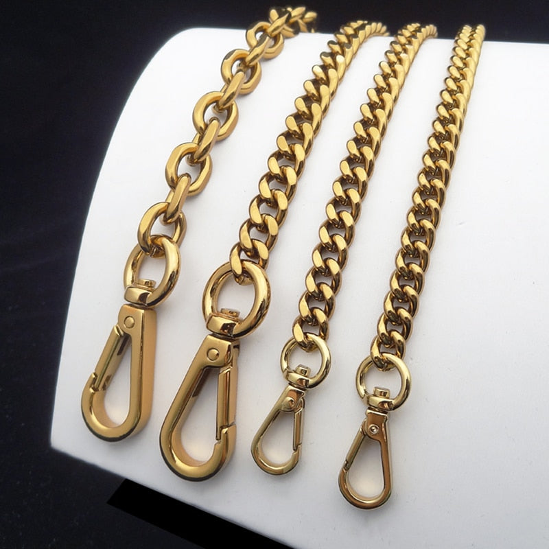 1pcs Metal Bag Strap Shoulder Chain Replacement Metal Bag Chains Purse Chain With Buckles Craft  DIY Bag Parts Gold