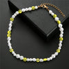 1pcs Pearl Polymer Clay Smile Face Chokers Necklace For Women Colorful Beaded Fruit Collar Necklace Jewelry