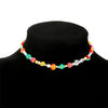 1pcs Pearl Polymer Clay Smile Face Chokers Necklace For Women Colorful Beaded Fruit Collar Necklace Jewelry