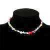 1pcs Pearl Polymer Clay Smile Face Chokers Necklace For Women Colorful Beaded Fruit Collar Necklace Jewelry
