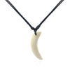 1pcs Real White Brown Wild Boar Teeth/Tooth Pendant Necklace Wax Cotton Cord Tribal Adjustable Necklace