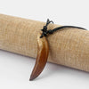 1pcs Real White Brown Wild Boar Teeth/Tooth Pendant Necklace Wax Cotton Cord Tribal Adjustable Necklace