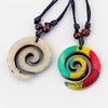 1pcs Resin Tribal White/Brown/Rasta Keltic Spiral Swirl Charms Pendants Necklace Adjustable