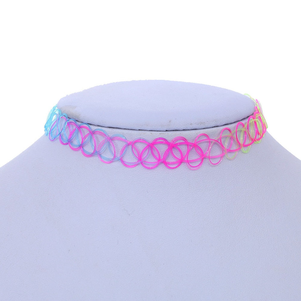 1pcs Sell Choker Necklaces Colorful Chokers Necklace Beach Jewelry Water Drop Circular Cobwebbing Clavicle