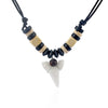 1pcs  White Resin Shark Tooth/Teeth Pendant Necklace Waxed Cotton Cord Adjustable Surf Necklace