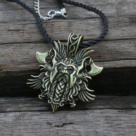 1pcs 1pcs viking Odin by Helena Rosova necklace pendant Heathen men pendant norse jewelry viking cross raven pen