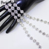 1yard Round dense crystal Blinking rhinestones trim metal chain Ribbon for dress, bag, shoes accessories ML030