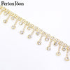 1yard Short tassel Pendant rhinestones trim fringe crystal metal chain  for dress,bag,shoes accessories ML004