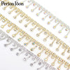 1yard Short tassel Pendant rhinestones trim fringe crystal metal chain  for dress,bag,shoes accessories ML004