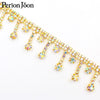 1yard Short tassel Pendant rhinestones trim fringe crystal metal chain  for dress,bag,shoes accessories ML004