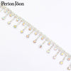 1yard Short tassel Pendant rhinestones trim fringe crystal metal chain  for dress,bag,shoes accessories ML004