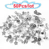 2/5/10/50/100Pcs Mixed Style Silver Color Random Delivery Charms Bead Pendant Dangle Fits Brand Bracelets Women Jewelry Making