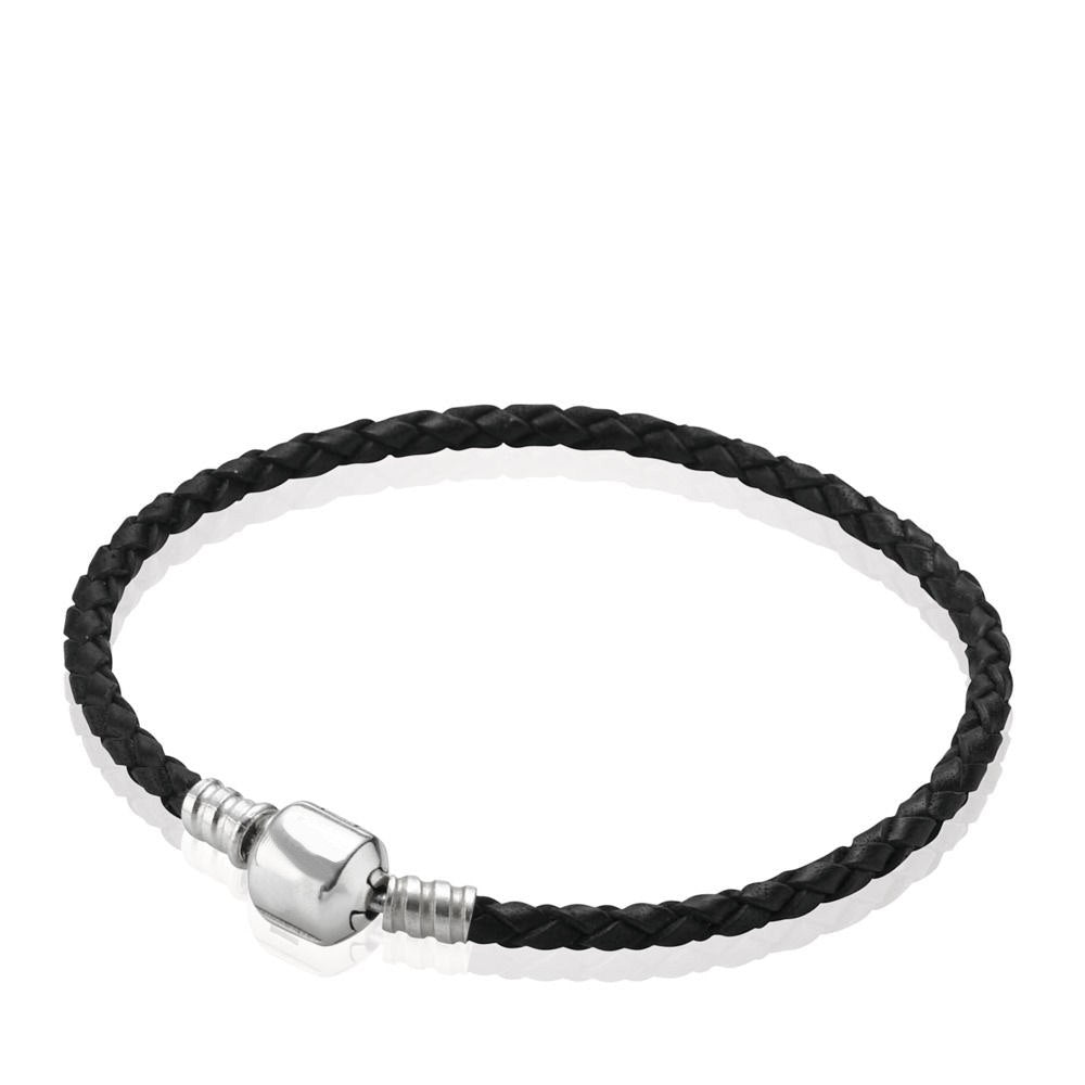 2 Color 925 Sterling Silver Leather Rope Basic Bracelet For Women Clasp Clip Fit Charms Beads & Pendants For Women