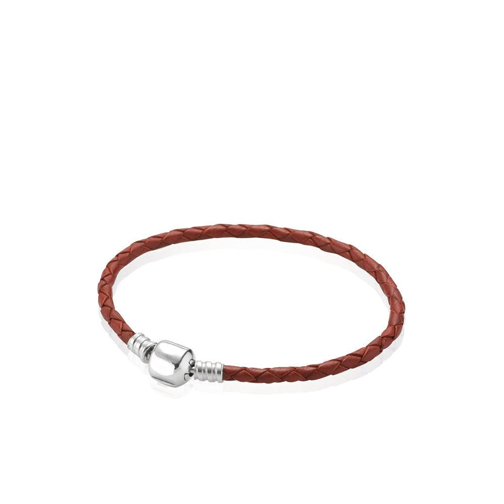 2 Color 925 Sterling Silver Leather Rope Basic Bracelet For Women Clasp Clip Fit Charms Beads & Pendants For Women