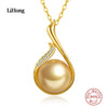 2 Color Elegant 925 Sterling Silver Pearl Pendant Necklace for Women Good Quality Fine Jewelry Wedding Accessories 7631