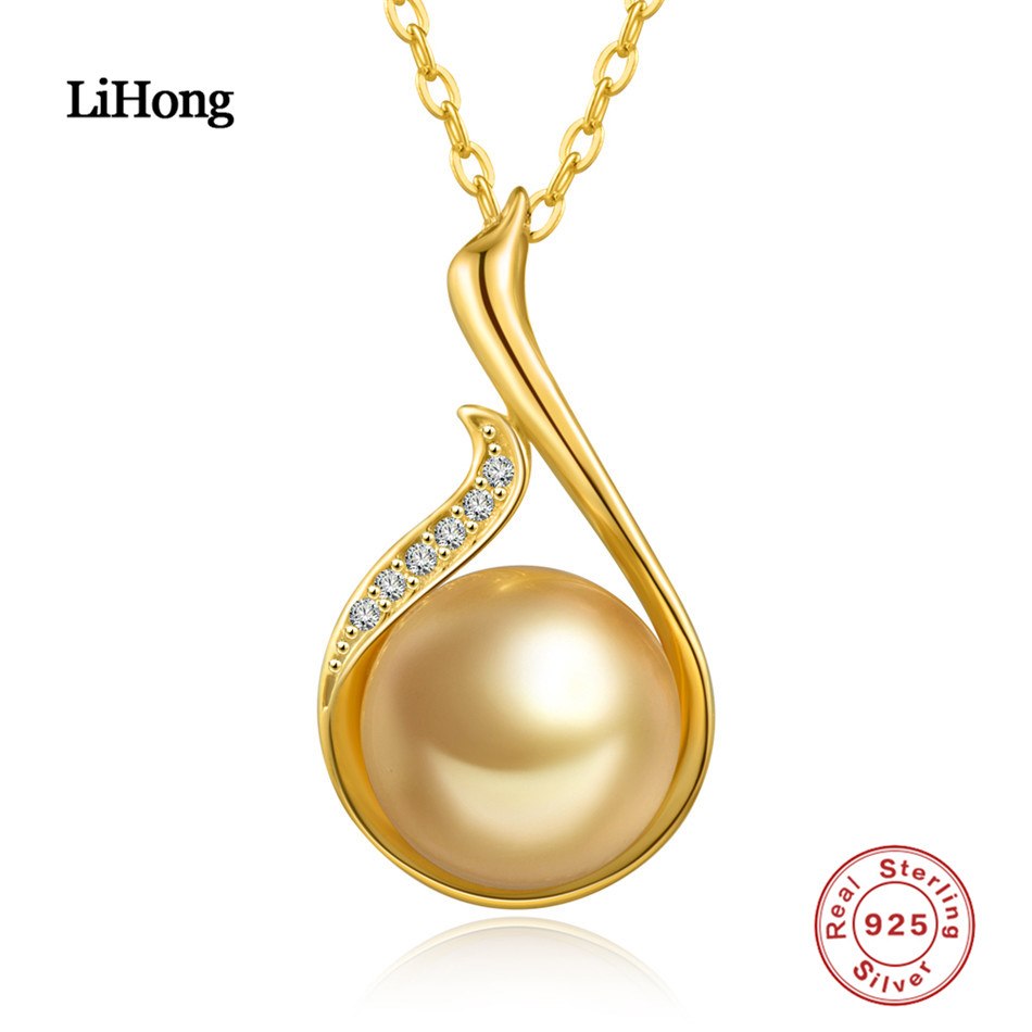 2 Color Elegant 925 Sterling Silver Pearl Pendant Necklace for Women Good Quality Fine Jewelry Wedding Accessories 7631