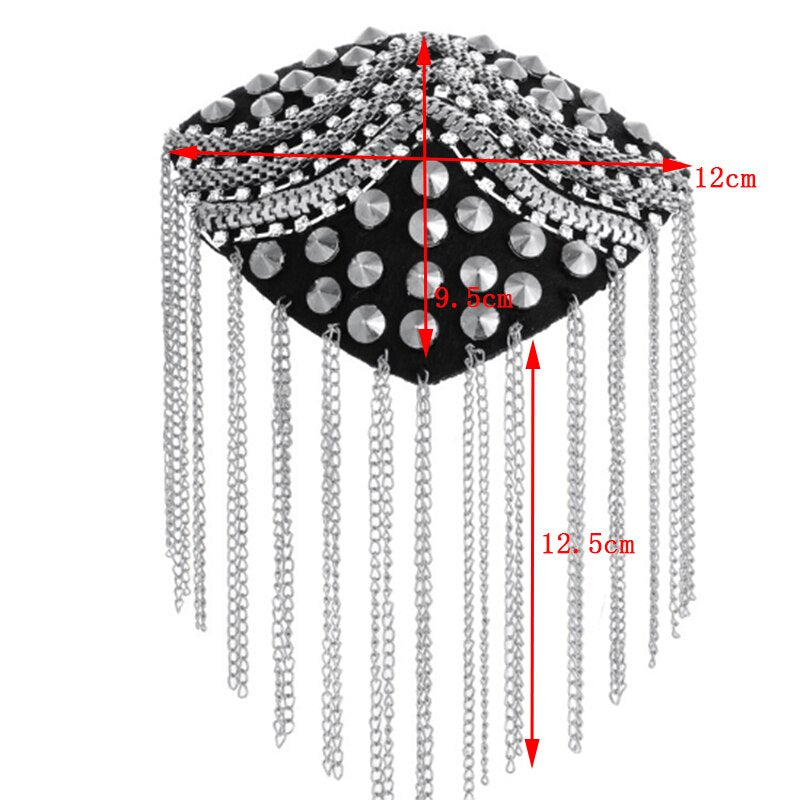 2 Color Handmade Epaulette Jewelery Metal Tassel Shoulder Brooch Epaulet  Epaulettes Spikes Escapulario Blazer Accessories Pin