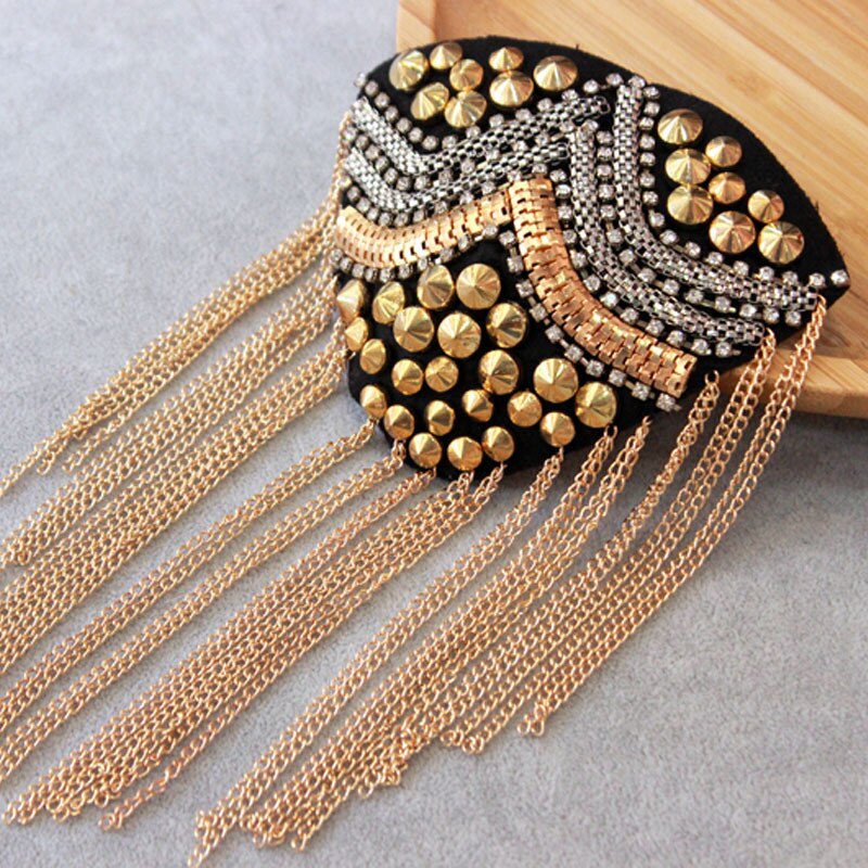 2 Color Handmade Epaulette Jewelery Metal Tassel Shoulder Brooch Epaulet  Epaulettes Spikes Escapulario Blazer Accessories Pin