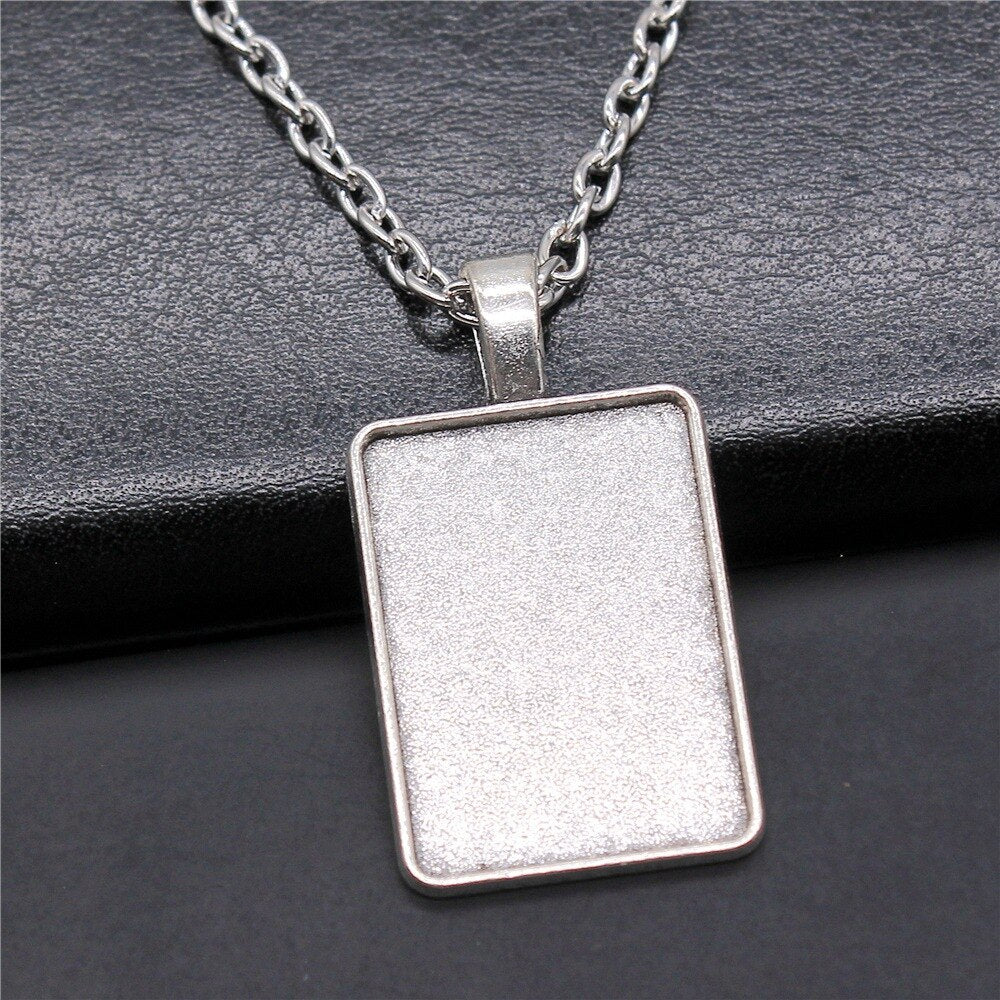 2 Colors 18x25mm Inner Size Rectangle Side Perforation Style Cameo Cabochon Pendant Necklace Accessories For Jewelry Making